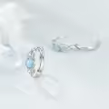 wholesale 925 Sterling Silver Blue Larimar Huggie Hoop Earrings Wholesale with Intricate Design-0-3