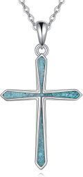 wholesale 925 Sterling Silver Turquoise Cross Necklace for Women Jewelry-0-0