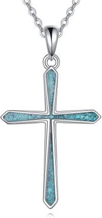 wholesale 925 Sterling Silver Turquoise Cross Necklace for Women Jewelry-turquoise cross necklace