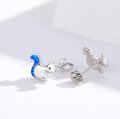 wholesale 925 Sterling Silver Blue Opal Squirrel Stud Earrings - Hypoallergenic Jewelry for Women and Girls-0-5