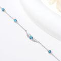 wholesale 925 Sterling Silver Heart-Shaped Turquoise and Cubic Zirconia Adjustable Bolo Bracelet for Women's Gifts-0-17