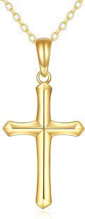 wholesale 14K Yellow Gold Simple Cross Pendant Necklace for Women Girls Mother Wife-0-0
