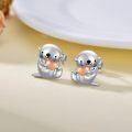 wholesale 925 Sterling Silver Heart-Shaped Seal Stud Earrings - Adorable Ocean Animals Gift for Her-0-4