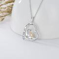 wholesale 925 Sterling Silver Dinosaur Mother & Baby Heart Pendant Necklaces - Cute s for Women-0-2