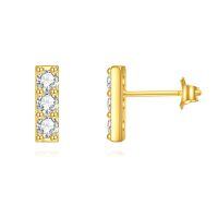 wholesale  14K Gold Solid Tiny Stud Earrings for Women Men -3mm Moissanite Bar Stud