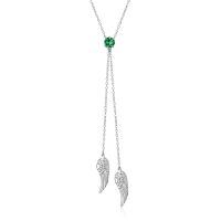wholesale 925 Sterling Silver Blue Opal Angel Wings Pendant Necklace-May