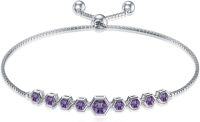 wholesale TOUPOP Bracelet For Women Sterling Silver Classic Birthstone Tennis Bracelet With Fashion Jewelry Gifts For Women Teen Girls Friend Birthday | Adjustable Silder (c-06-june-alexandrite) -undefined
