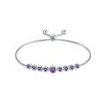 TOUPOP Sterling Silver Alexandrite Tennis Bracelet | Adjustable Slider-0-0
