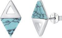 wholesale 925 Sterling Silver Turquoise Boho Triangle Stud Earrings for Women-Stud