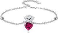 wholesale  Metal Stone Maltese Dog Birthstone Bracelet Gift for Women ( chars)-July