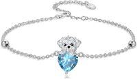 wholesale  Metal Stone Maltese Dog Birthstone Bracelet Gift for Women ( chars)-December