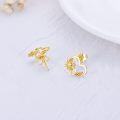 wholesale 14K Yellow Gold Sunflower Heart Stud Earrings with Diamond Accents for Women - Real 14K Gold  Ideas-0-1
