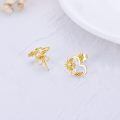 wholesale 14K Yellow Gold Sunflower Heart Stud Earrings with Diamond Accents for Women - Real 14K Gold  Ideas-0-1