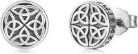 wholesale 925 Sterling Silver Black Onyx Zircon Celtic Viking Stud Earrings Hypoallergenic Punk Gothic Jewelry for Women Men-Celtic E-01-Celtic E-01