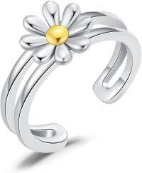 wholesale  Sterling Silver Hypoallergenic Adjustable Open Toe Ring for Women -Adjustable daisy