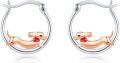 wholesale S925 Sterling Silver Hypoallergenic Dachshund Dog Hoop Earrings - Cute Gift for Women-0-0