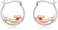 wholesale S925 Sterling Silver Hypoallergenic Dachshund Dog Hoop Earrings - Cute Gift for Women-Dachshund Dog