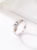 TOUPOP Sterling Silver Rose Gold Animal Rings Otter Highland Cow Fox Jewelry Gifts-0-2