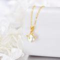 wholesale 14K Yellow Gold Pearl & Cubic Zirconia Pendant Necklace - 16 Adjustable Chain (1.79g)-0-3