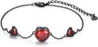 wholesale 925 Sterling Silver & Stone Gothic Skull Bracelet - Punk Rock Style, Hypoallergenic, Gift for Women-Garnet