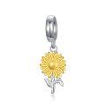 wholesale 925 Sterling Silver Sunflower Charm for Bracelet Birth Flower Daisy Lily Rose Month Flower Bead Charm with Name Synthetic Birthstone Month Flower Charm Gift for Women-0-0