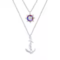 TOUPOP Sterling Silver Crystal Layered Nautical Compass Necklace Gift-0-0
