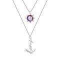 TOUPOP Sterling Silver Crystal Layered Nautical Compass Necklace Gift-0-0