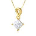 wholesale 14K Gold Moissanite Round Princess Cut 1-2 Carat D-VVS1 Solitaire Pendant Necklace-0-0