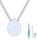 wholesale 925 Sterling Silver Teardrop Moonstone & Opal Cremation Keepsake Jewelry Box Ashes Holder Memorial Urn Necklace for Women/Men-0-0