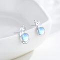 wholesale 925 Sterling Silver Unicorn Cat Moonstone Stud Earrings-0-2