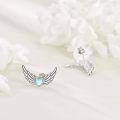 wholesale 925 Sterling Silver Heart & Wings Moonstone Stud Earrings for Women-0-3