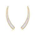 wholesale 925 Sterling Silver White Opal Curved Ear Climber Non-Hypoallergenic Crawler Earrings for Women Girls Gifts Jewelry 4cm Long-0-0