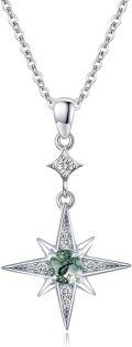 wholesale 925 Sterling Silver Green Moonglow Star Pendant Necklace for Women and Girls-0-0