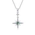 wholesale 925 Sterling Silver Green Moonglow Star Pendant Necklace for Women and Girls-0-0