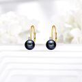 wholesale 14K Gold Black Pearl Leverback Hoop Earrings for Women Anniversary Gift-0-4