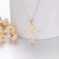 wholesale 14K Gold Crystal Embellished Cross Pendant Chain Necklaces for Women 28-0-2