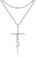 wholesale 925 Sterling Silver Faith Cross Layered Pendant Necklace for Women Girls Christian s-0-0