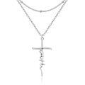wholesale 925 Sterling Silver Faith Cross Layered Pendant Necklace for Women Girls Christian s-0-0