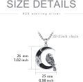 wholesale 925 Sterling Silver Raven on Crescent Moon Gothic Necklace for Men & Women-0-3