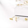 wholesale 18k Yellow Gold Bar Stud Earrings Minimalist Fine  for Women-0-4