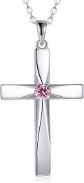 wholesale 925 Sterling Silver Birthstone Origami Cross Pendant Necklace-0-0