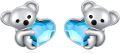 wholesale 925 Sterling Silver Koala Bear Heart Crystal Stud Earrings - Hypoallergenic Gift for Women-0-0