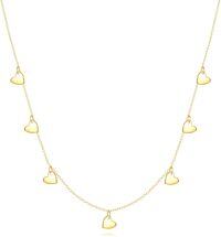wholesale 14K Gold Heart Pendant Stationary Link Chain Necklace s for Women-Heart