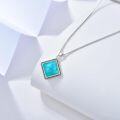 wholesale 925 Sterling Silver Square Turquoise Stone Pendant Necklace - Vintage Boho Style Jewelry for Women-0-3