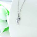 wholesale 925 Sterling Silver Curved Zircon Pendant Necklace With Sparkling Stones-0-2