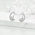 wholesale 925 Sterling Silver Elephant on Crescent Moon Leverback Dangle Drop Hoop Earrings for Women-0-1
