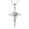 TOUPOP Sterling Silver Birthstone Cross Necklace Heart Infinity Jewelry Gifts-0-0
