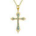 wholesale 14k Turquoise Cross Pendant Necklace-0-0