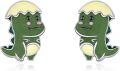 wholesale 925 Sterling Silver Green Enamel Frog Stud Earrings Animal s for Women Girls-0-6