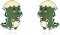 wholesale 925 Sterling Silver Green Enamel Frog Stud Earrings Animal s for Women Girls-Dinosaur Stud Earrings
